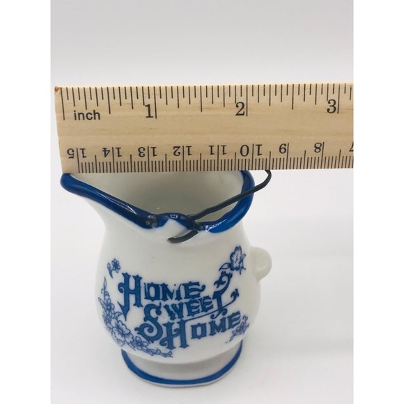 Vintage Home Sweet Home delft blue and white ceramic mini pitcher with handle. - Picture 7 of 8